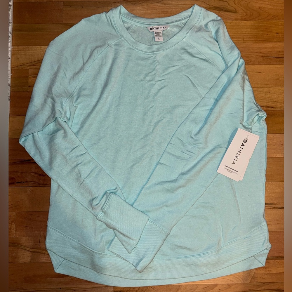 NWT Athleta Light Blue Mindset Sweatshirt Size Large